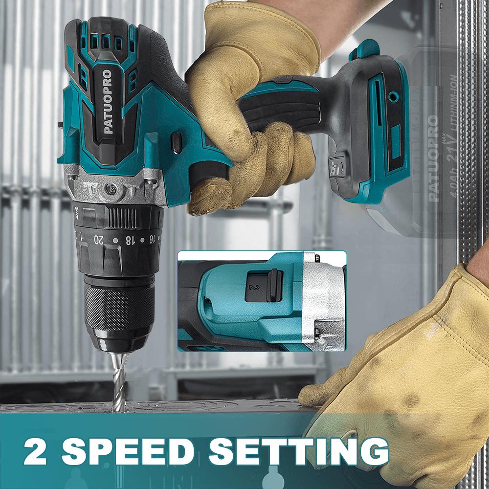 PATUOPRO 13mm Brushless Electric Impact Drill Cordless Drill Screwdriver Handheld Power Tool For Makita 18V Battery(No Battery)