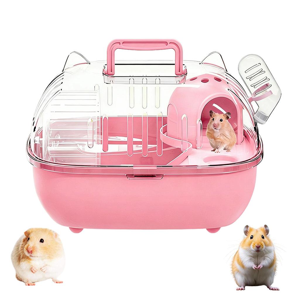 Tragbarer Hamsterkäfig mit transparentem Deckel Kleintier-Ausflugskäfig für Nagetiere Eidechsen Igel Kurztrip Reisebox