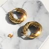 Fashion Round Hollow Tube Thick Twist Hoop Earrings for Women Gold Plated Circle Ear Buckle Chunky Hoops Stainless Steel Zircon