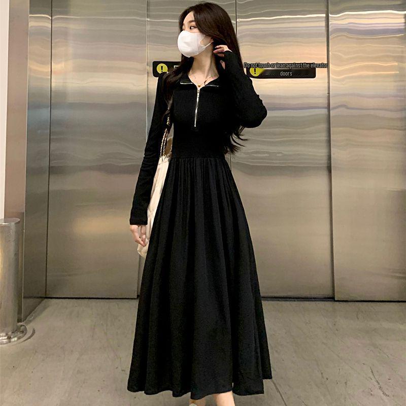 

Niche High-End One-Shoulder Black Long-Sleeved Dress with Coat - Slimming Women s Fashion for Spring and Autumn XL