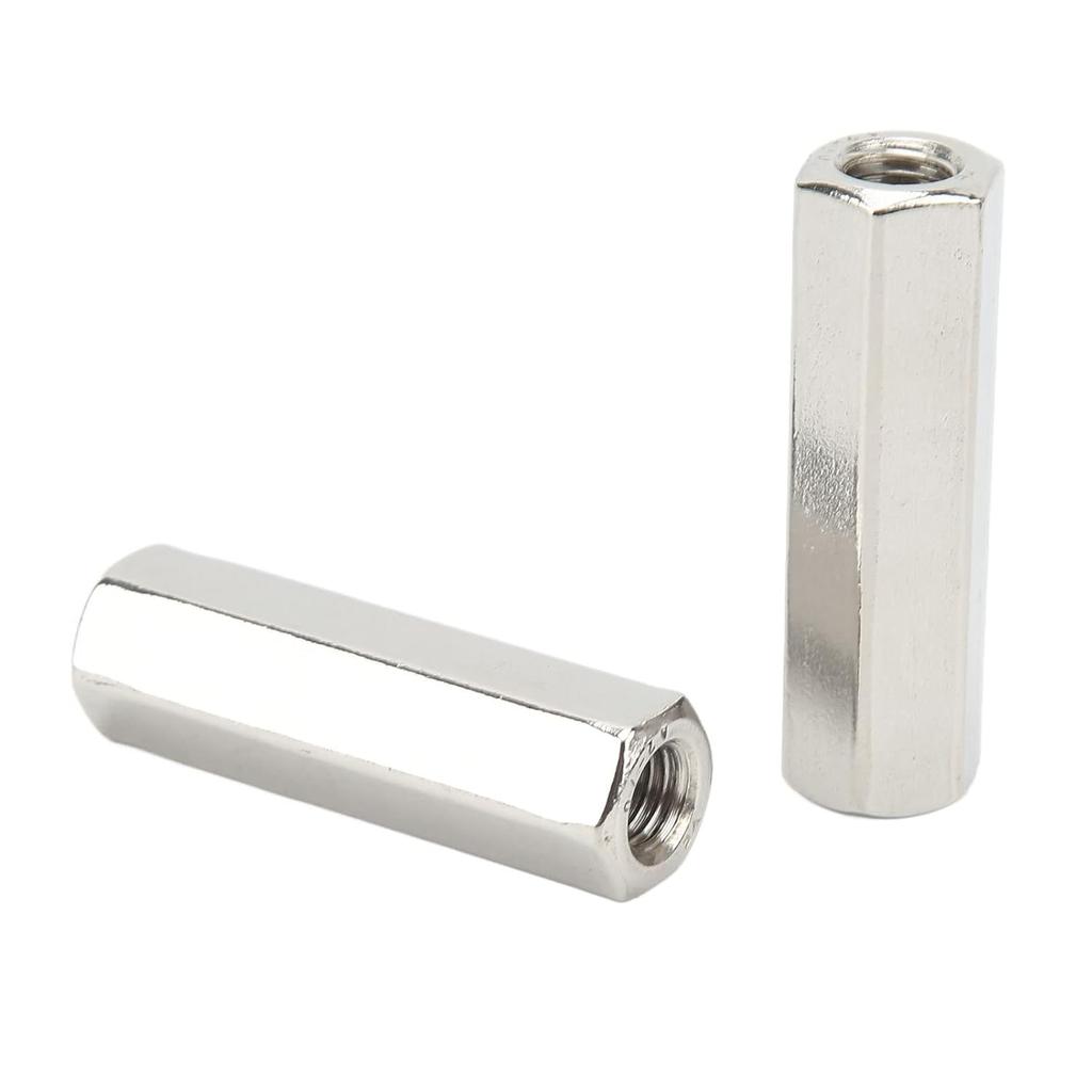 5 Pcs Hex Coupling Nut M10 X 1.5 Female Thread 17mm Outer Diameter 60mm Length Nuts Connector 304 Stainless Steel Silver Rod Coupling Nuts