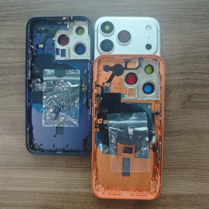 Zadní kryt pro iPhone 14 Pro až 17 Pro Předinstalované tlačítka Střední rámeček Kryt 14Pro Přestavba na 17Pro + Zásobník na SIM kartu + Flex