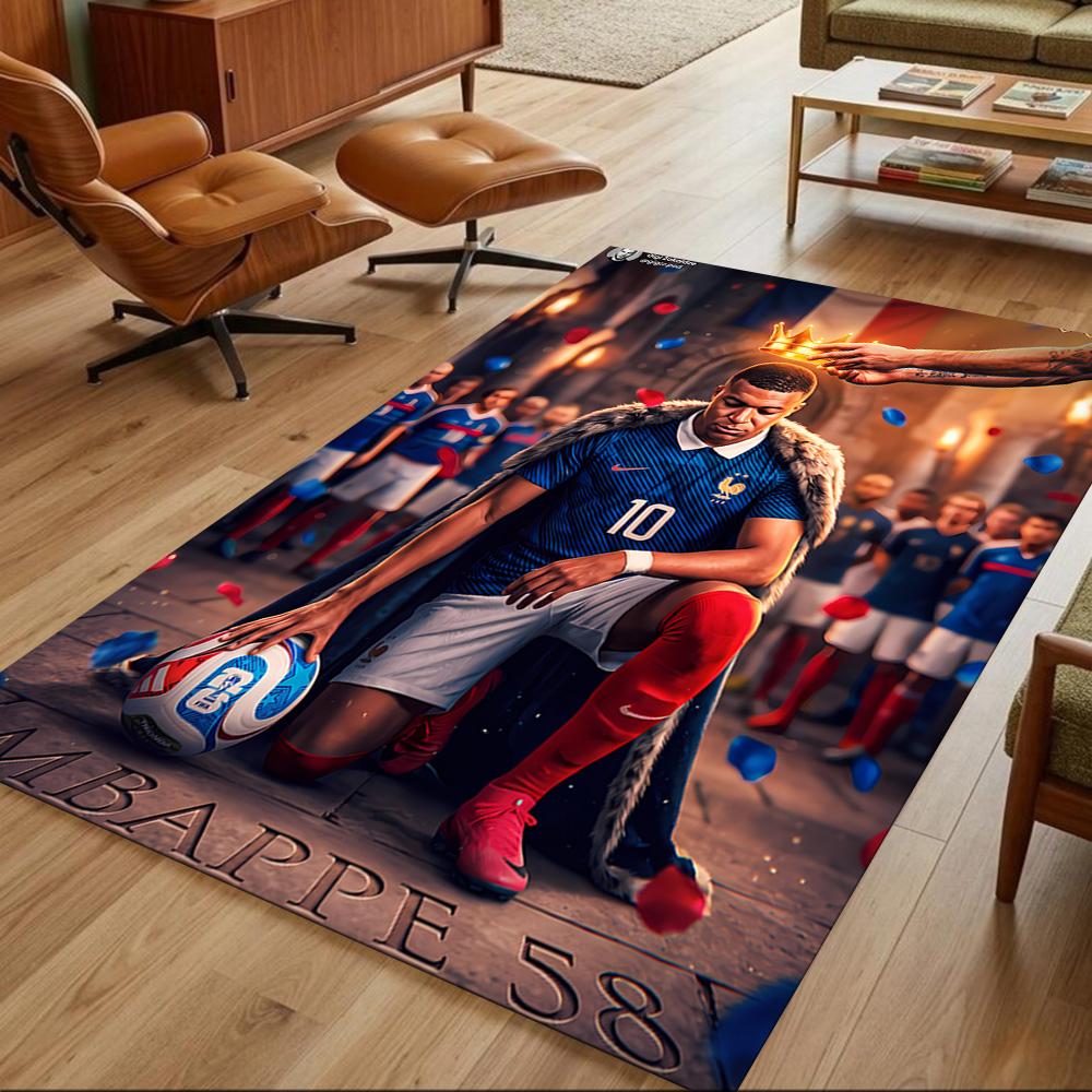 Mbappe Neon Poster Area Rug Perfect for Bedrooms Kitchen Hallway Dining Room Anti-slip Rug Anime Office Decor Wedding Party Gift
