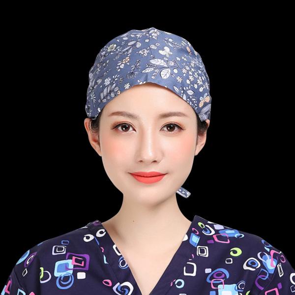 Zoilmxmen Unisex Printed Work Hat Cotton Bandage Operating Room Hat Doctor Nurse Hat Beautician Dustproof Gourd Hat