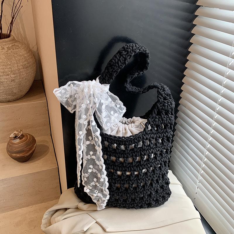 Lazy Wind Bag Women's New Popular Fashion Woven Shoulder Bag Large Capacity Tote Bag Commuter Bag