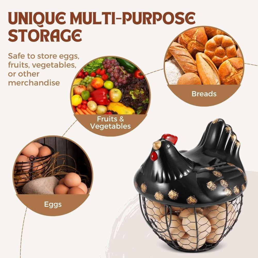 Rustic Hollow Egg Container With Cover Chicken Storage Rack Portable Hen Egg Basket  Fruit Basket