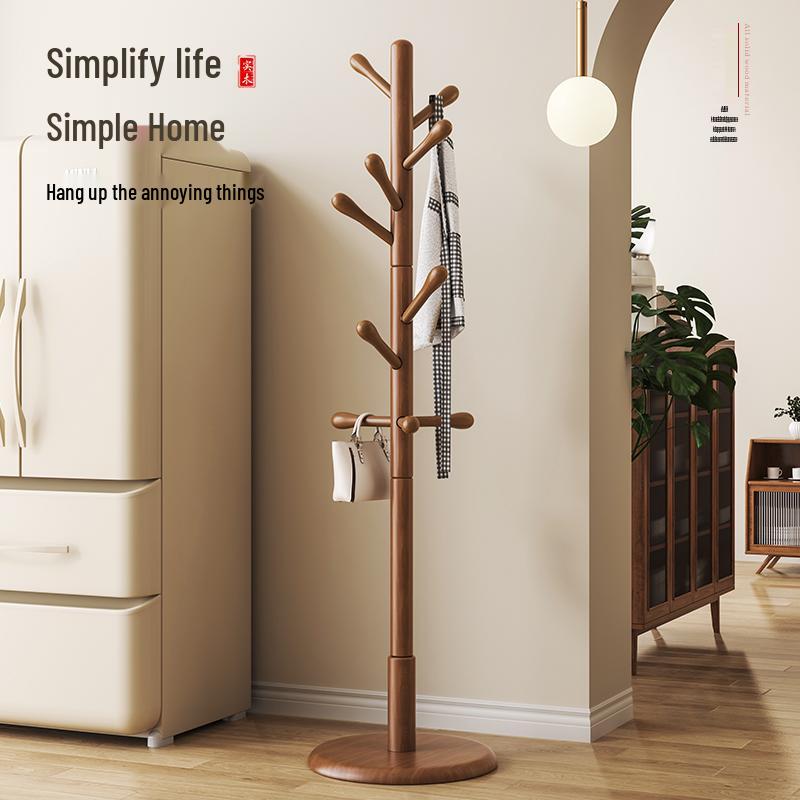 Samostatně stojící věšák na kabáty a oblečení z masivního dřeva s úložným sáčkem