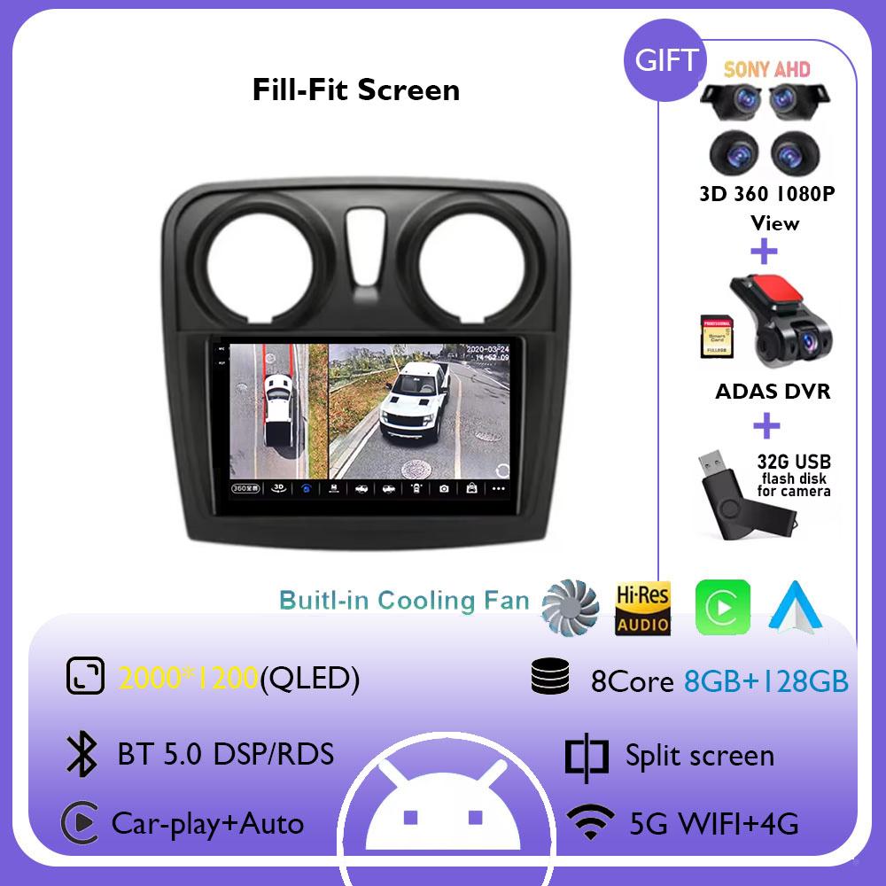 Android 14 Car Radio for Renault Logan 2 2012 - 2019 Sandero 2 2014 - 2019 Multimedia Navigation Carplay Auto Head Unit NO 2 Din
