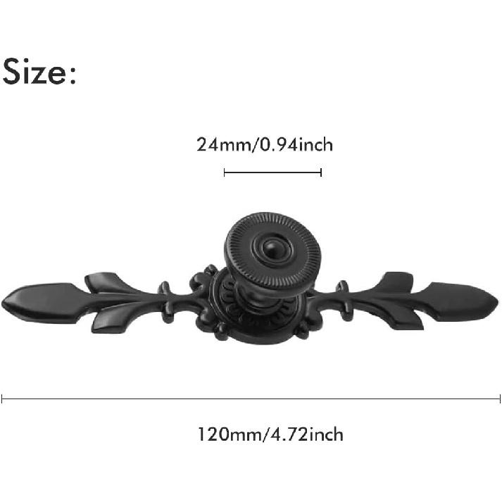 Pull Handle, Vintage Style Zinc Alloy Door Knob with Screw, Fit for Drawer Cabinet, 4-Pack (Black)