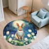Flower Rabbit,Round Area Rug,Carpet Rug for Living Room Bedroom Sofa Playroom Decor,Non-slip Floor Mat