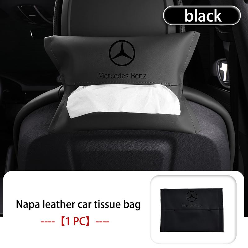 AABII1 For Benz 1/2PCS Car Styling Tissue Box Seat Back Hanging Bag Leather Tissue Storage Box AMG Exclusive A C E R V Class CLA CLS