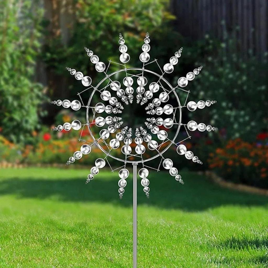 Metal Windmill Spinner Yard Art Outside Garden Stake Park Rotatable for Outdoor Backyard Landscape Street Pathway Patio Decor