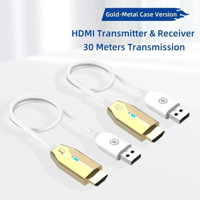 30m Wireless Transmission Video Transmitter Receiver HDMI-Compatible Extender Adapter Cable Screen Mirror for Camera PC To TV