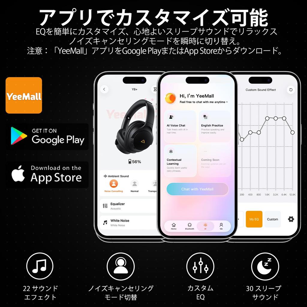 1Mii AI Y8+ Wireless Noise-Canceling Headphones, Bluetooth 6.0, LDAC Hi-Res Audio, 100 Hours of Playback, Comfortable Fit, Foldable for Travel, AI