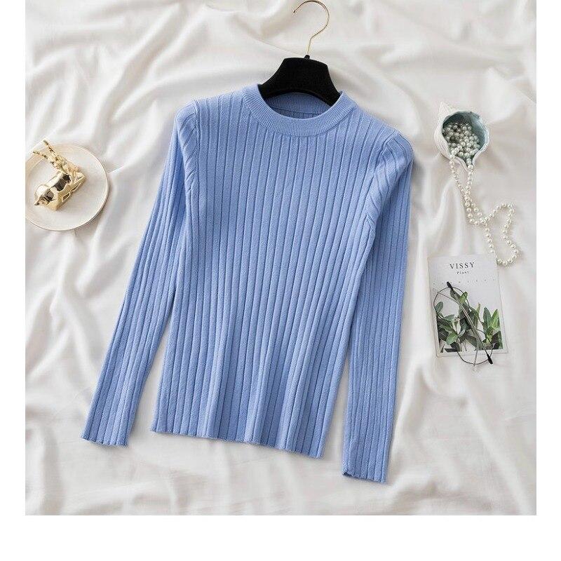 Herbst Oansatz Gestrickte Lange Hülse Frauen Pullover 2023 Mode Koreanische Dünne Strickwaren Winter Casual Gestreiften Tops Jumper 28713