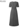 ZANZEA Women Summer Casual Round Neck Short Sleeve Dress