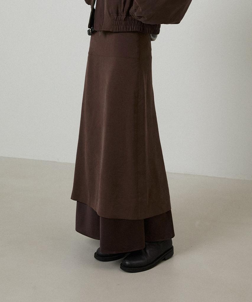LMOOD WOMEN Cupro Drape Two-Way Skirt Sepia Brown