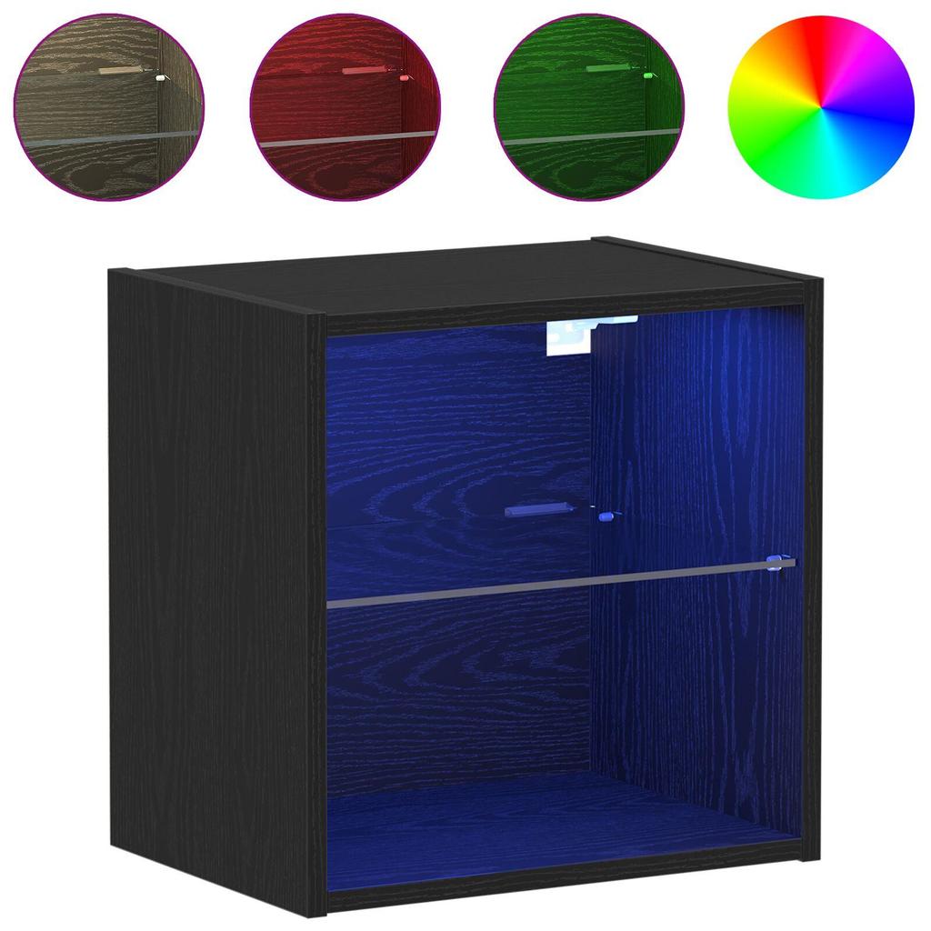 Mit LED-Wand-Fernsehschrank, Nachttisch, Couchtisch, Doppelt Offenes Regal, 40 X 28,5 X 40 Cm