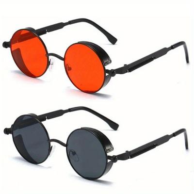 1ks kulaté kovové sluneční brýle Vintage Punk pánské módní Steampunk kulaté sluneční brýle s odstíny gotického stylu