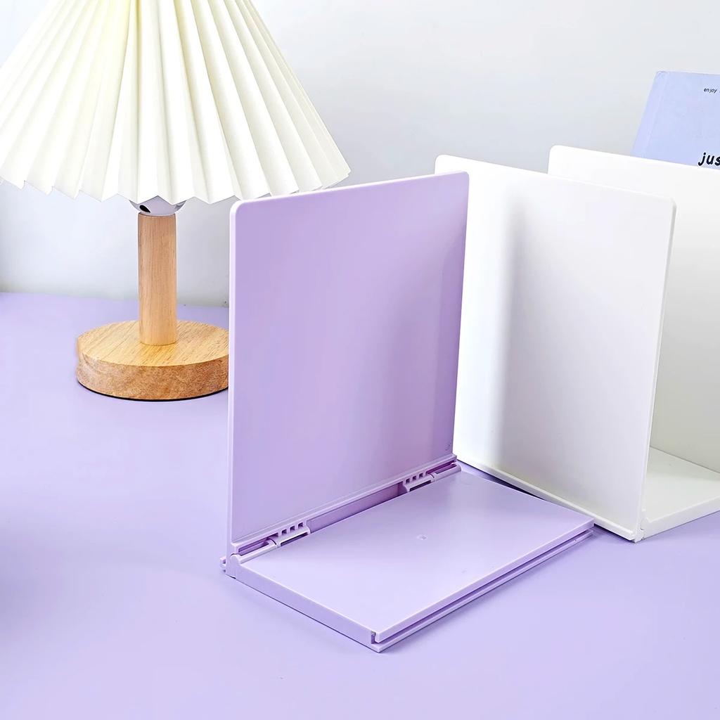 Durable Three-Compartment Transparent Bookends Reusable Non-Slip Documents Stand Stackable Thicken Desktop Bookshelf Table