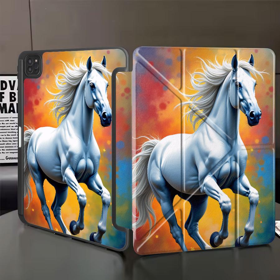 

White Horse Running Tablet Case For iPad Air 4 5 M3 M2 1 2 M4 11inch Pro 11th 10th 9th 8th 7th 12.9inch Pro 2025 Mini 6 7 Holder iPad Mini 6 8.3