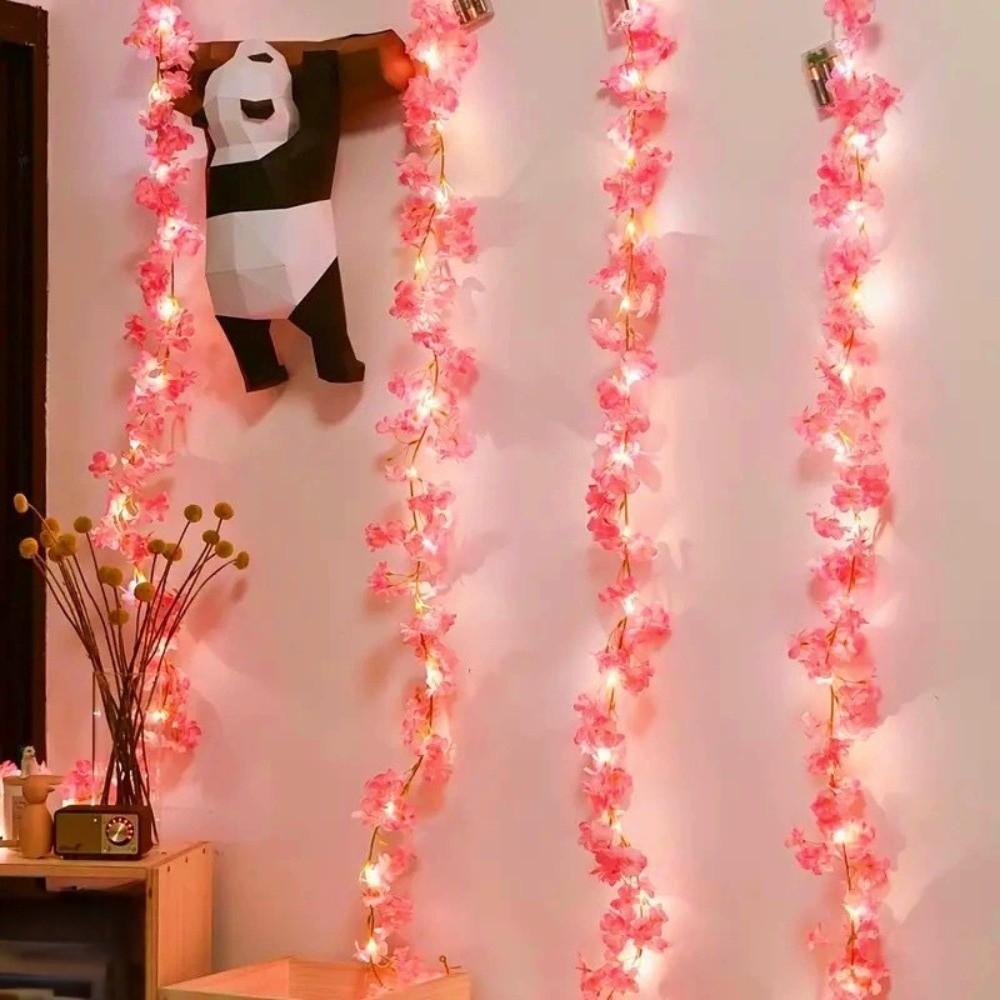 2m 6.56ft Artificial Sakura Vines 20 LEDs Fairy Lights Cherry Blossom String Light  Bridal