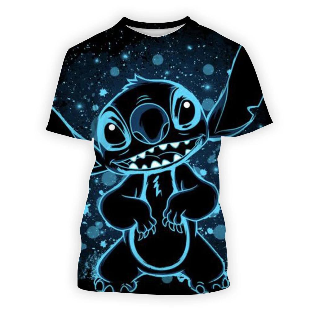 2024 Disney Anime Lilo Stitch 3D potisk Tričko Dětské Topy Tričko Dámské Pánské Unisex Letní Krátký Rukáv Trička