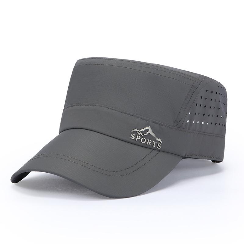 Men'S And Women'S Outdoor Jungle Adventure Solid Color Simple Military Hat Quick-Drying Hat Mountaineering Breathable Flat Top Hat Mountain Logo Hat