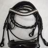 Leather Padded Dressage Bridle with White Colour Stone and Leather Plaited Reins.