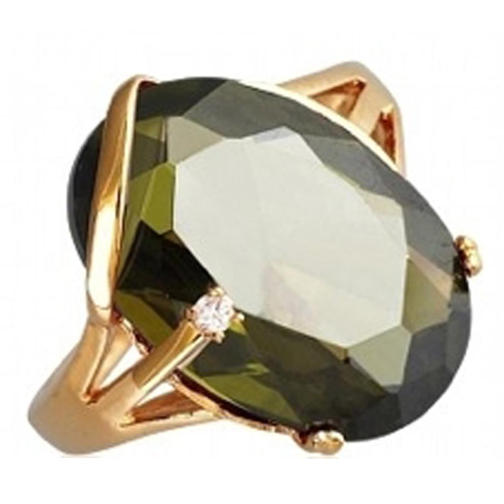 Pozlacený prsten 'Sissi' zelené olivínové zlato - 19x12 mm