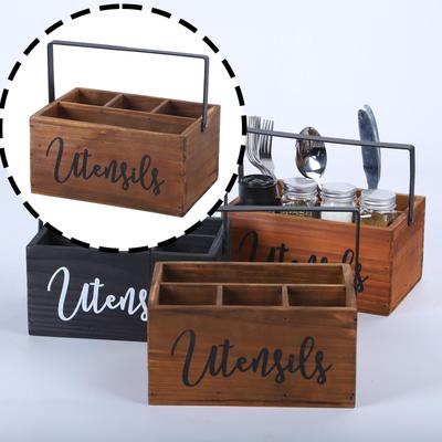 Utensil Holder for Kitchen Counter with Compartments for Forks Spoons Multipurpose Farmhouse for Cafe Home Restaurant Kitchen