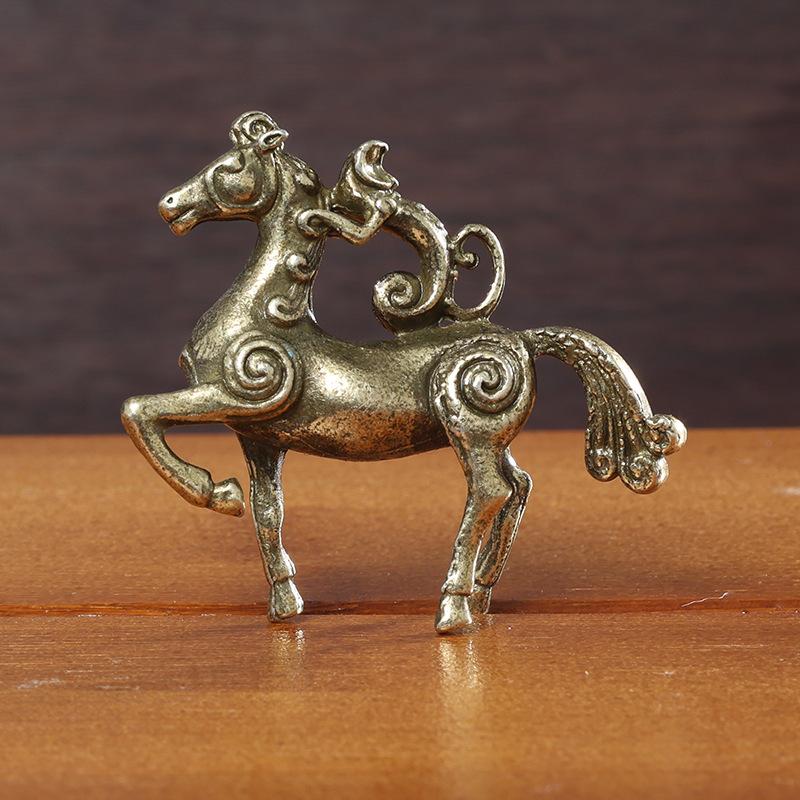 Metal Horse Figurine, Solid Desktop Decorative Craft, Antique Bronze Miniature Model Of The Twelve Zodiac Animals.