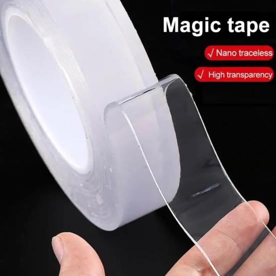 1 Roll 300CM Nanometer Tape Waterproof Double Sided Heavy Duty Strong Adhesive Tape Removable Traceless Multipurpose Clear Mounting Tape