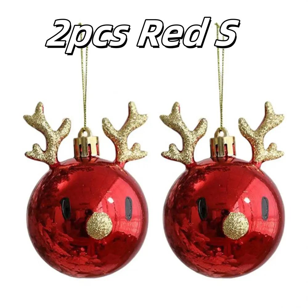 2pcs Elk Christmas Plastic Jewelry Ball Christmas Tree Pendant Home Christmas New Year's Party Festival Decoration Accessories