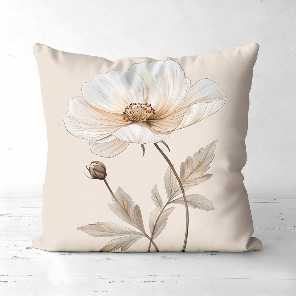 Floral Patterned Throw Pillows for Home Decor Polyester Pillowcase, Sofa Decorative Cushion Cov Headboard Pillow