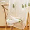 1PC LOZUJOJU Embroidered Christmas Trees Sheer Transparent Tulle Sheer Curtain Window Drapes For Living Room Home Decor Christmas Decor