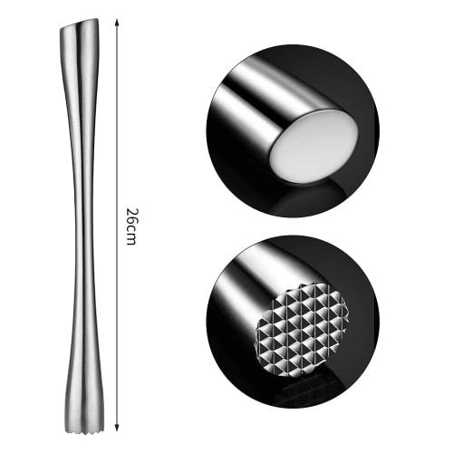 Stainless Steel Ice Hammer, Crushed Ice Lolly, Lemon Stick, Cocktail, Milk Tea, Crushed Ice Lolly, Bar Supplies (26cm, Beveled Mouth, All Steel)
