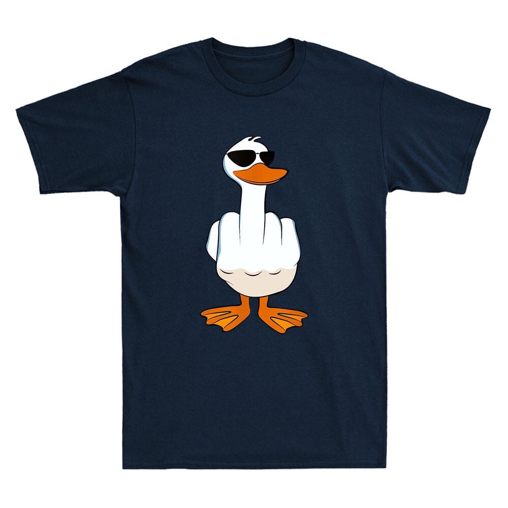 Non Me Ne Frega Niente Anatra Dito Medio Divertente Volgare Anatra Con Occhiali Meme T-shirt Unisex