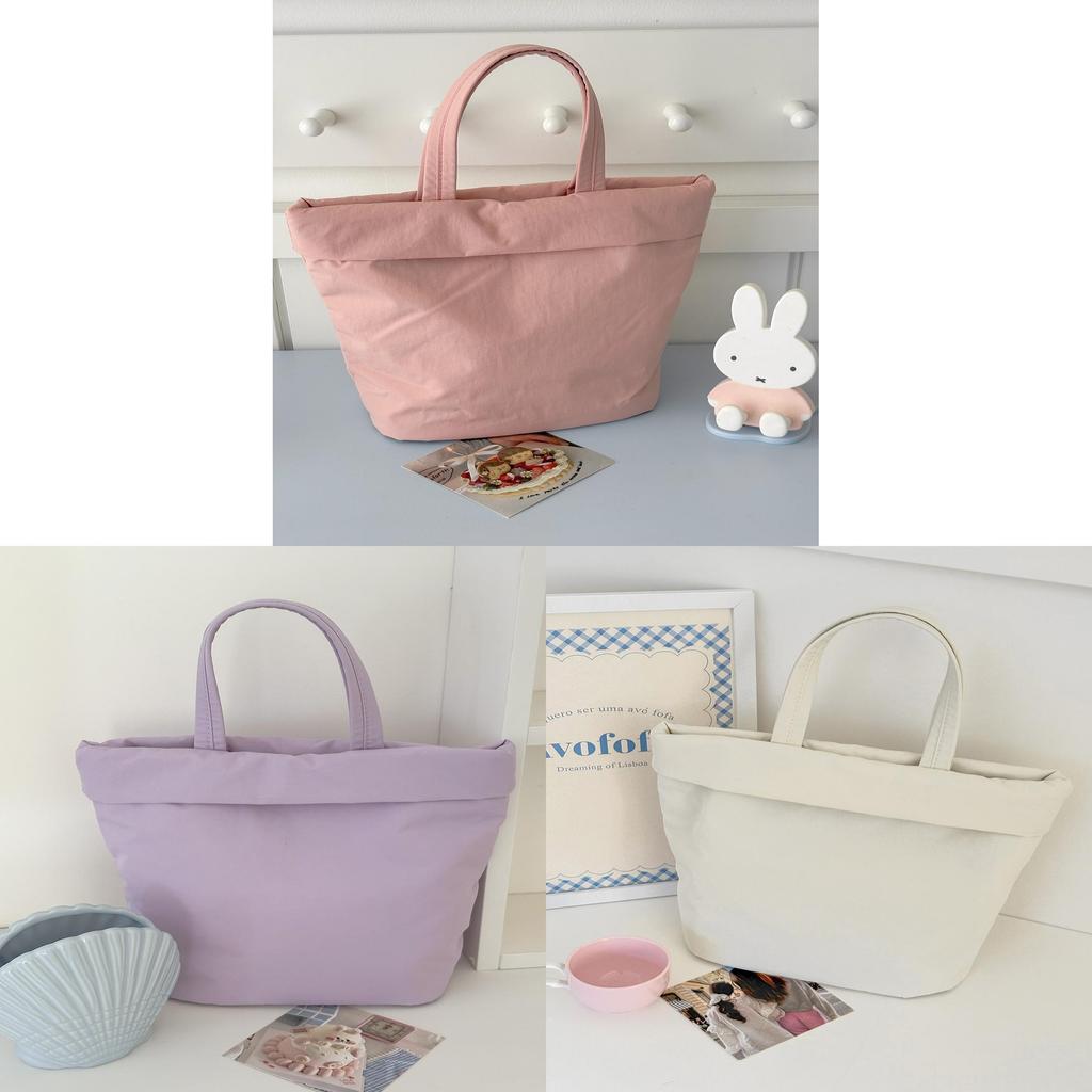 Solid Color Style Small Tote Bag With Zipper Pocket For Work
