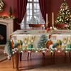 Christmas Round/Square Table Cloth, Santa Claus Snow Pattern, Table Decoration Cloth, Festive Atmosphere