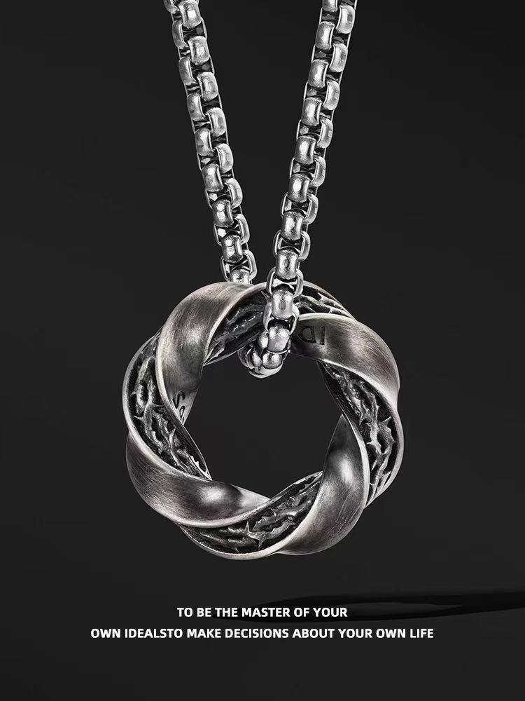 Men's Retro Distressed Mobius Thorn Pendant Necklace - Trendy High-End Niche Design