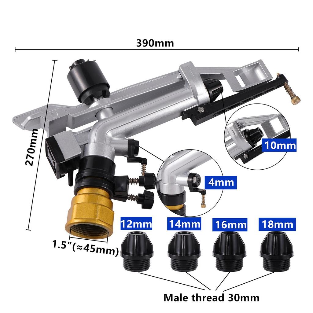 1.5" Female Thread Sprinkler Agriculture Irrigation System Long Shot Distance Sprinkler Farmland Orchard Greenhouse Park Lawn Watering Gun