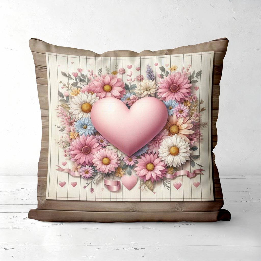 Floral Heart Patterned Cushion Covers for Home Decor Polyester pillowcase, sofa decorative cushion cov Headboard Pillow