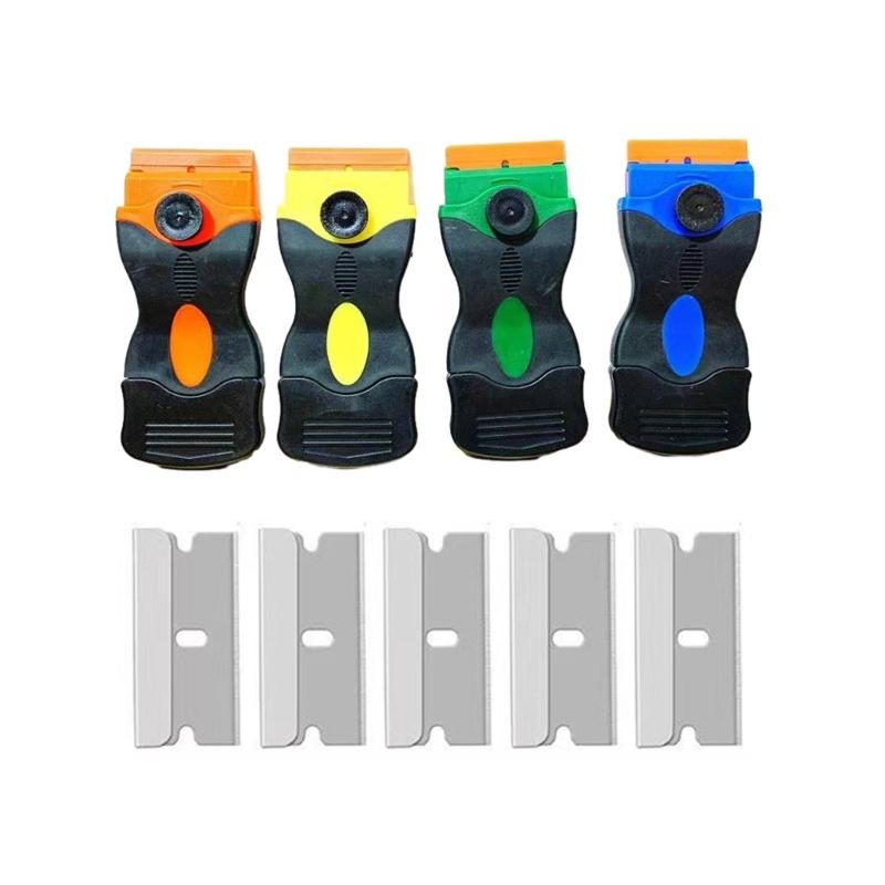 Scraper for Car Glass with Replacement Blade Window Glass Glue Sticker Remover Scraper Auto Squeegee Tool Razor Blade