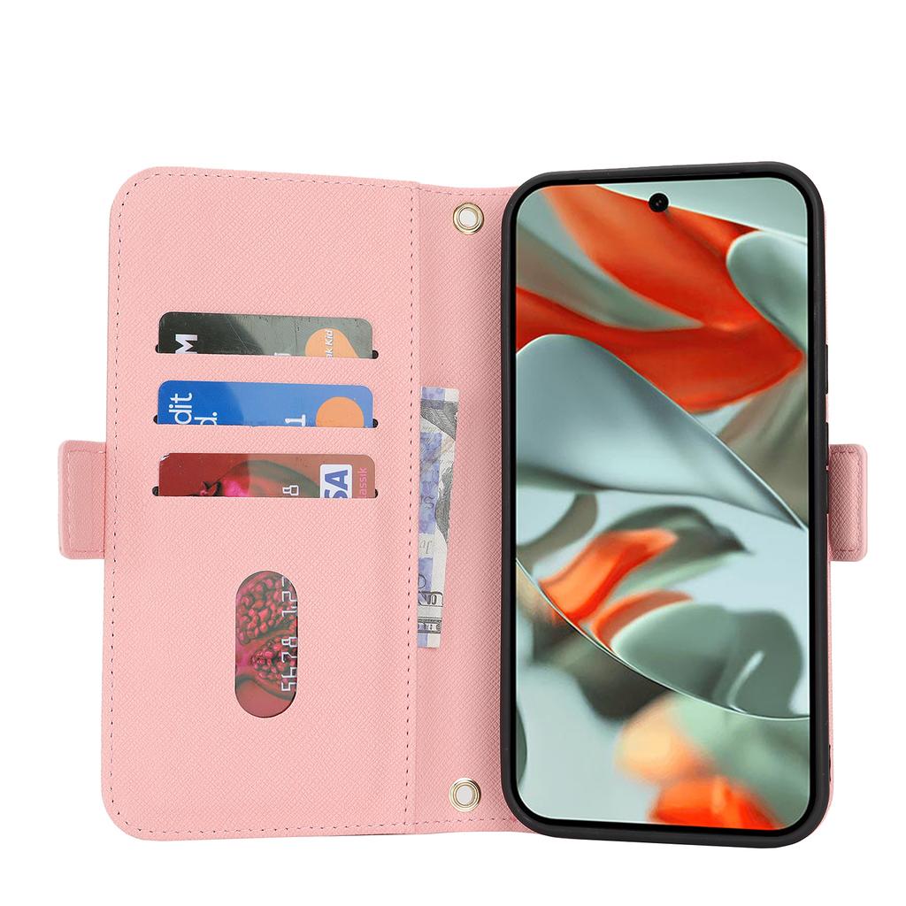 Crossbody Cards Solt Wallet Leather Case For Google Pixel 9 Pro XL 8 8A 6A 7 7A Long Lanyard Book Flip Makeup Mirror Bag Cover