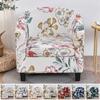 Club Chair Slipcover Stretch Armchair Covers Floral Print Tub Chair Cover Spandex Single Couch Cover with Seat Cushion Slipcover