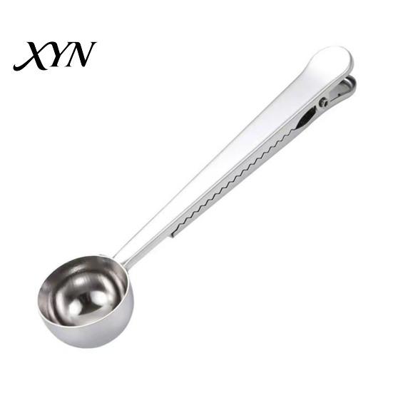 Integrated Spoon And Sealing Clip 2 in 1 Bag Clip, Stainless Steel Measuring Powder Scoop, Multifunctional Sealer for Milk Coffee, Airtight