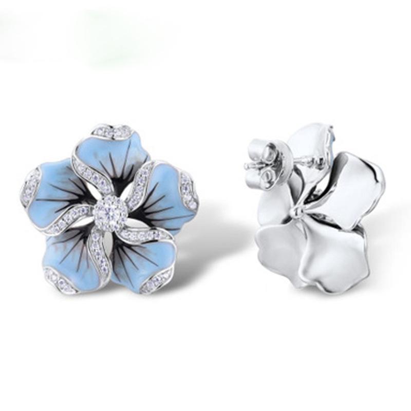E-Commerce Epoxy Fashion Creative Zircon Flower Leaf Earrings Popular Jewelry