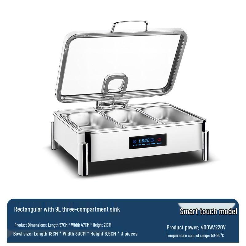 Stainless Steel Electric Buffet Warmer with Visible Hydraulic Heating for Hotel Restaurants