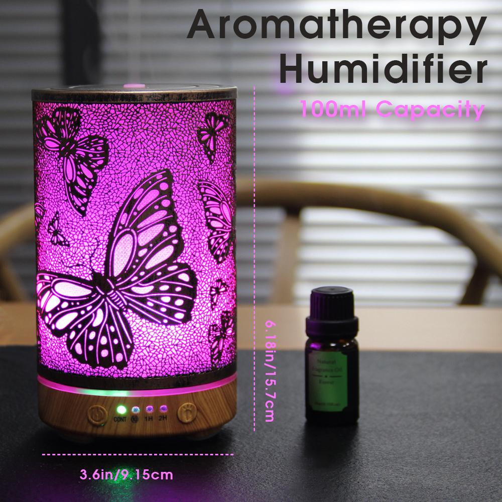 100ml Humidifiers Cool Mist Top Fill Essential Oil Diffuser for Bedroom Large Room Home Baby Nursery and Plants with Nightlight